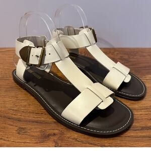 Steve Madden Brazinn Leather Gladiator Sandals Bone Sz 7.5 NWOB Minimalist Chic